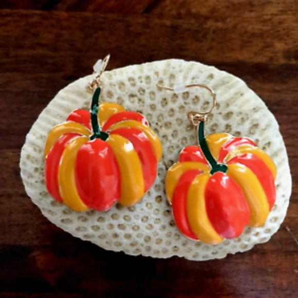 Pumpkin Earrings Dangle Hooks Thanksgiving New Fall Jewelry Festival Har… - Picture 2 of 12